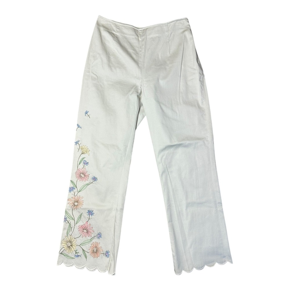 Harold's Women's White Floral Pants Size 0 Vintage Denim